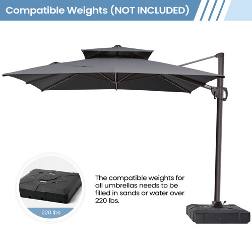 Arlmont & Co. 11*9 Ft Patio Rectangular Cantilever Umbrella weighted